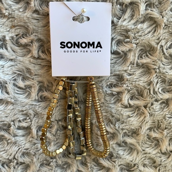 Sonoma set of 3 metal bead bracelets. Two gold. One silver. NWT - Picture 1 of 4